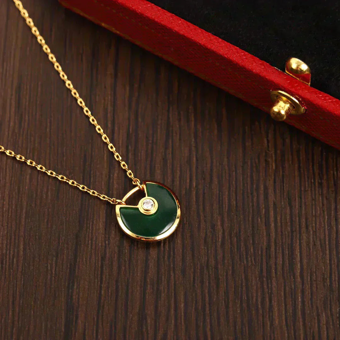 [Mystic]AMULETTE GOLD MALACHITE NECKLACE