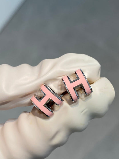 [Mystic]MINI POP H SILVER EARRINGS PINK