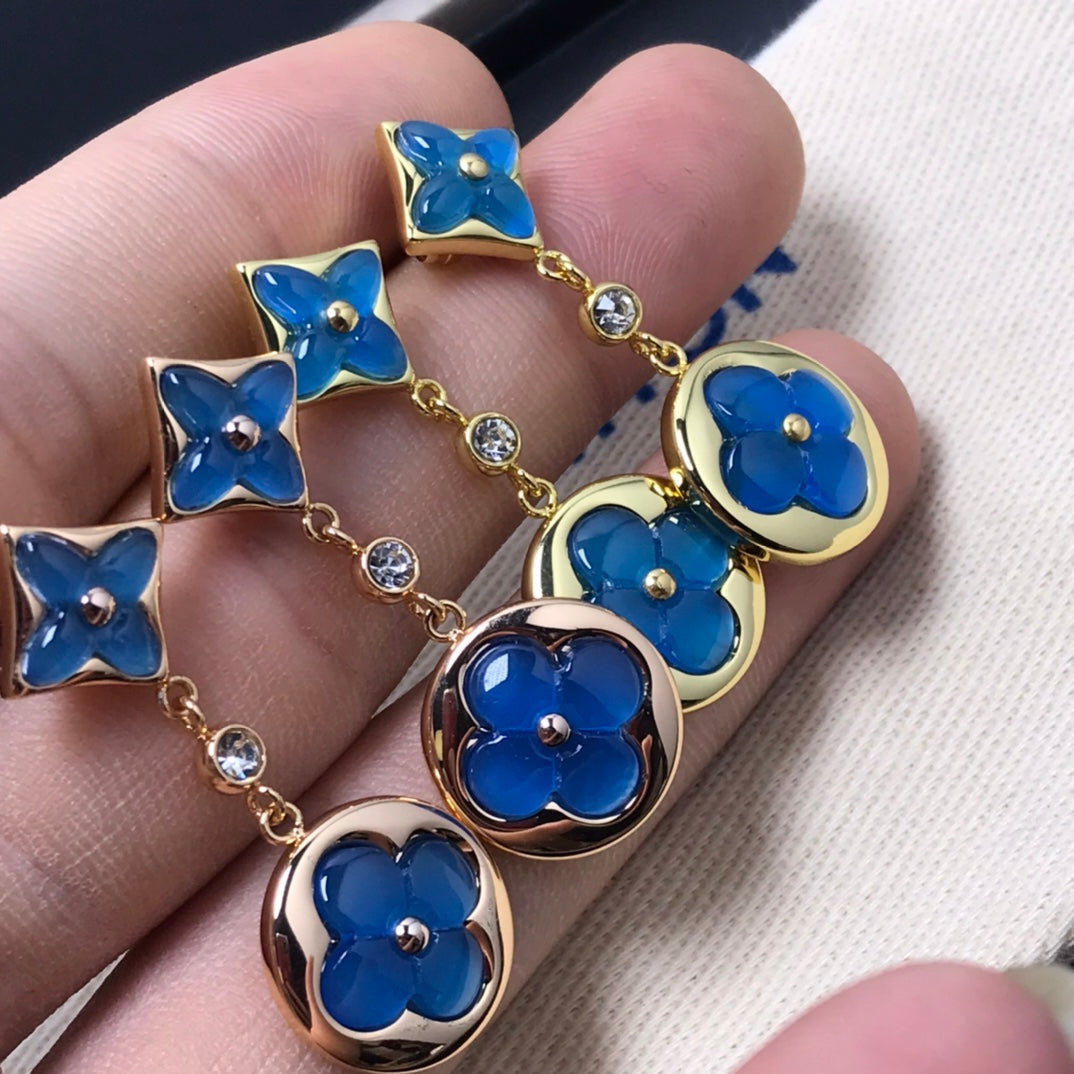 [Mystic]STAR AND SUN AGATE DIAMOND EARRINGS