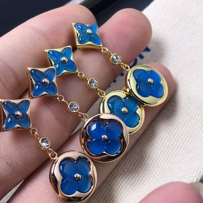 [Mystic]STAR AND SUN AGATE DIAMOND EARRINGS