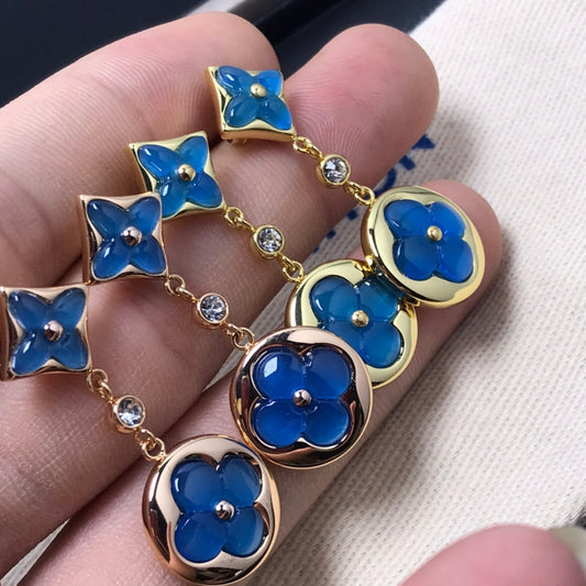 [Mystic]STAR AND SUN AGATE DIAMOND EARRINGS
