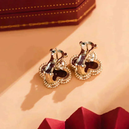 [Mystic]CLOVER MEDIUM 1 MOTIFS CARNELIAN  EARRINGS