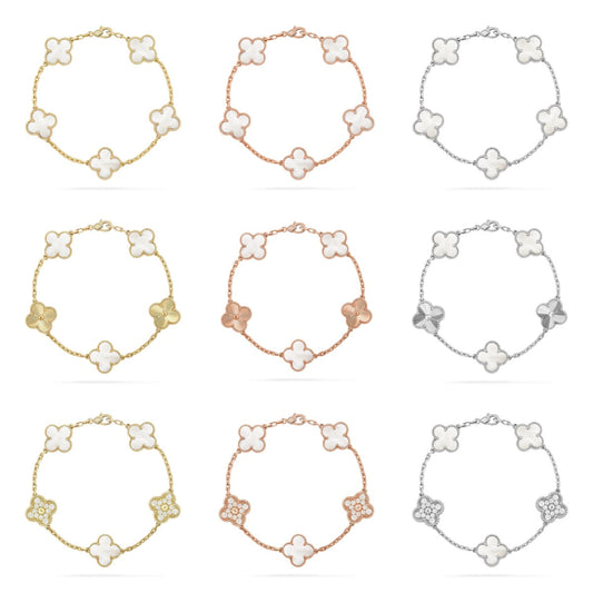 [Mystic]CLOVER WHITE PEARL MOP 5 MOTIF BRACELET COLLECTION
