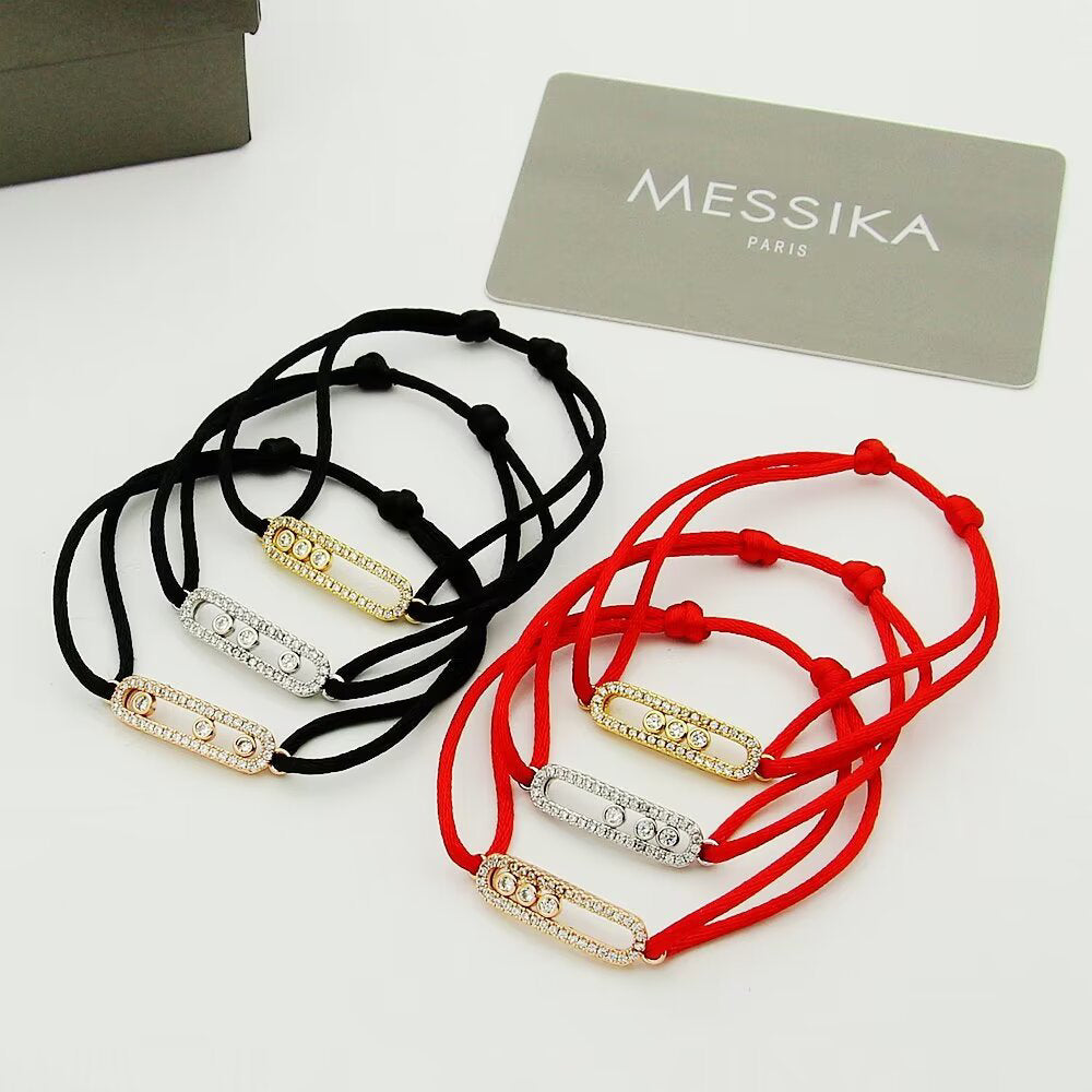 [Mystic ]Messika Care(s) pink cord pavé bracelet
