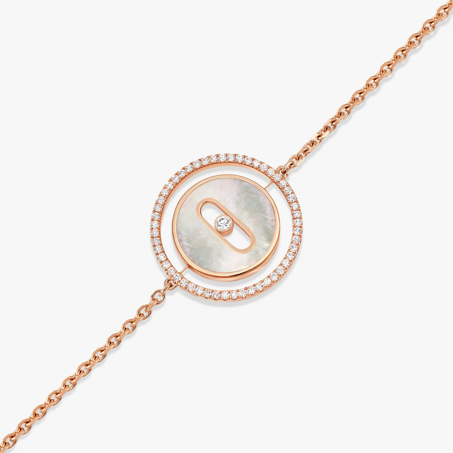 [Mystic ]Mystic  MOVE WHITE MOTHER OF PEARL PINK GOLD DIAMOND BRACELET