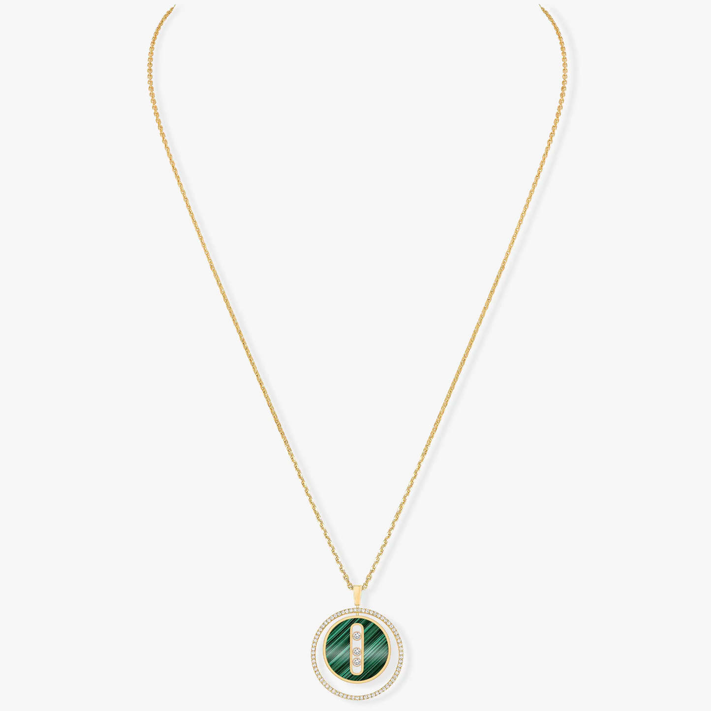 [Mystic ]Mystic  MOVE 3 DIAMOND MALACHITE GOLD DIAMOND NECKLACE