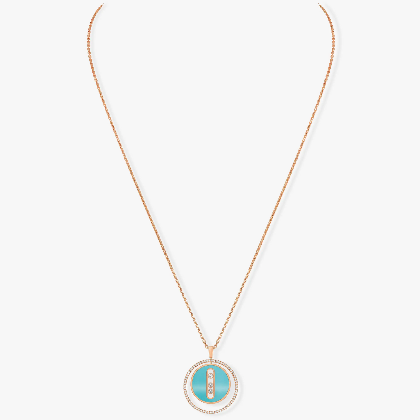 [Mystic ]Mystic  MOVE 3 DIAMONDS TURQUOISE PINK GOLD DIAMOND NECKLACE