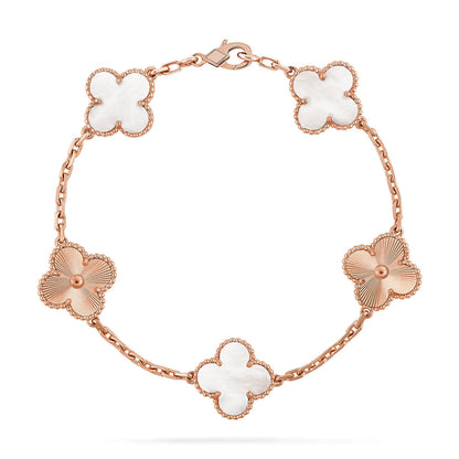 [Mystic]CLOVER WHITE PEARL MOP 5 MOTIF BRACELET COLLECTION