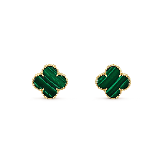 [Mystic]CLOVER MINI 9.5MM MALACHITE  EARRINGS
