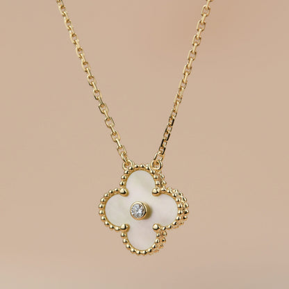 [Mystic]CLOVER 15MM DIAMOND GOLD MOTHER OF PEARL NECKLACE