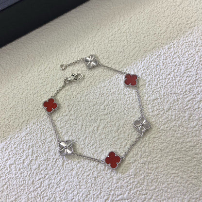 [Mystic]CLOVER 6 MOTIF RED AGATE LASER BRACELET