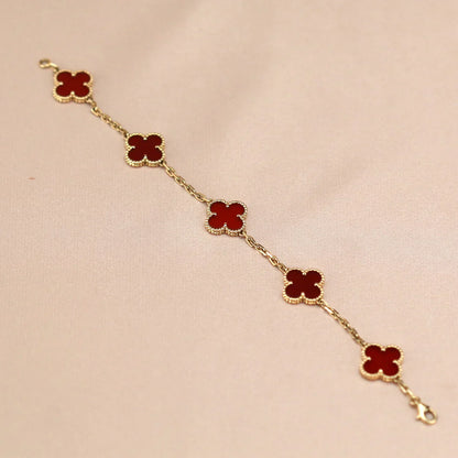 [Mystic] CLOVER 5 MOTIF RED CORNELIAN BRACELET COLLECTION