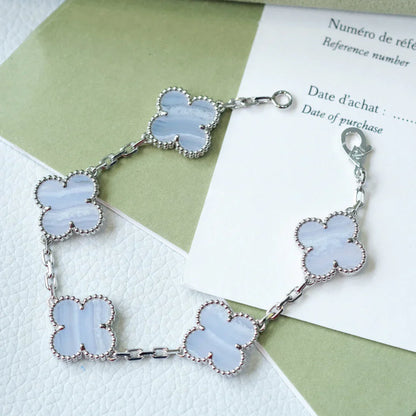 [Mystic] CLOVER 5 MOTIF PURPLE CHALCEDONY BRACELET COLLECTION
