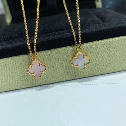 [Mystic]CLOVER 15MM PINK MOTHER-OF-PEARL SINGLE FLOWER NECKLACE