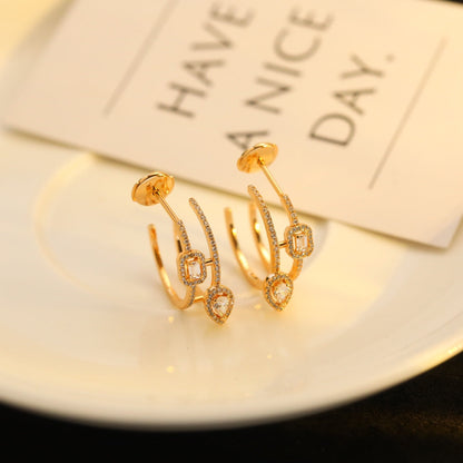 [Mystic ]CREOLES MY TWIN 2 RANGS SILVER DIAMOND EARRINGS