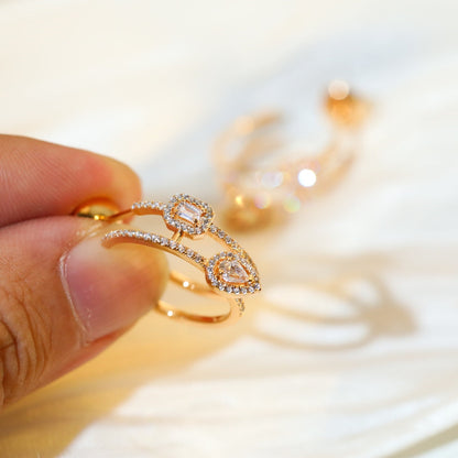[Mystic ]CREOLES MY TWIN 2 RANGS SILVER DIAMOND EARRINGS
