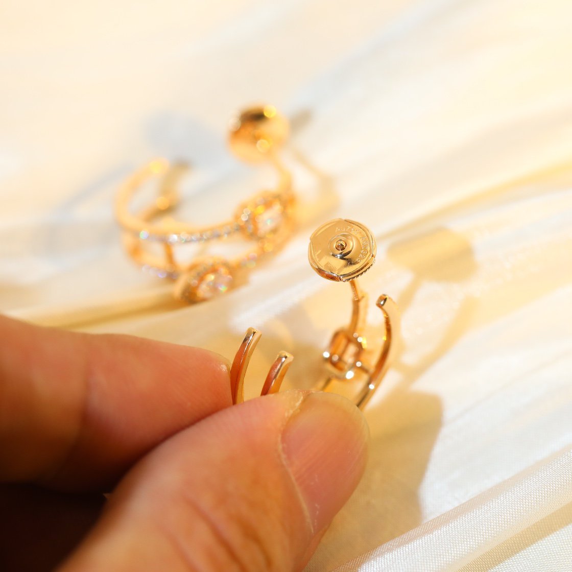 [Mystic ]CREOLES MY TWIN 2 RANGS SILVER DIAMOND EARRINGS