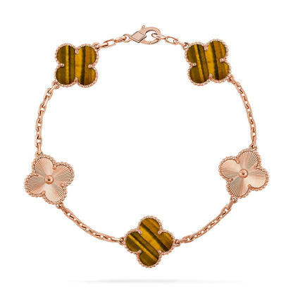 [Mystic] CLOVER 5 MOTIFS TIGER EYE BRACELET COLLECTION