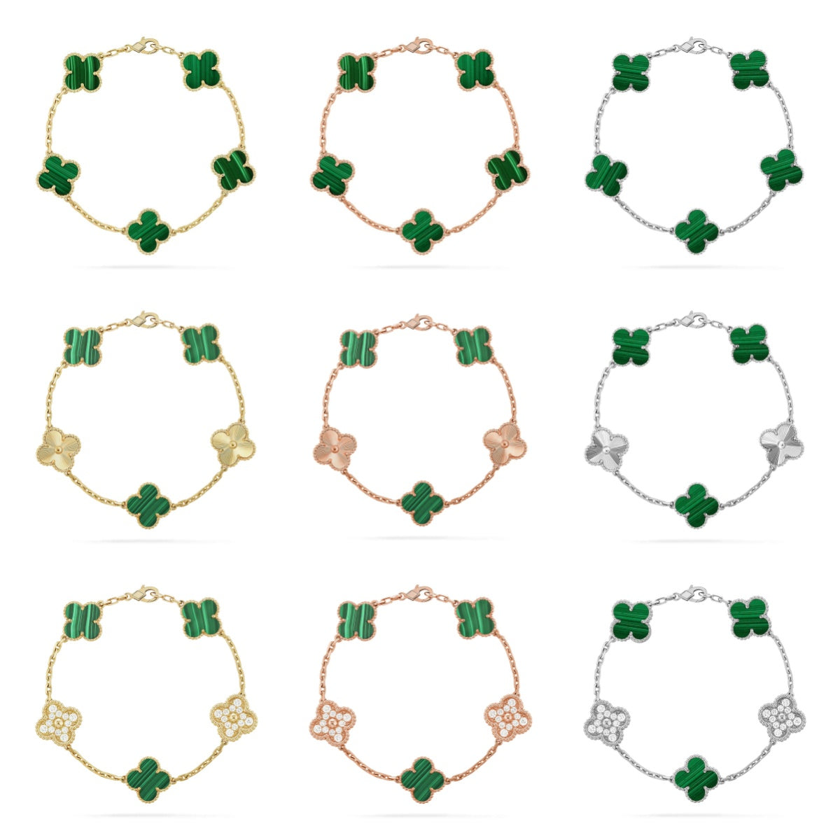 [Mystic] CLOVER 5 MOTIF MALACHITE BRACELET COLLECTION