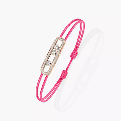 [Mystic ]Messika Care(s) pink cord pavé bracelet