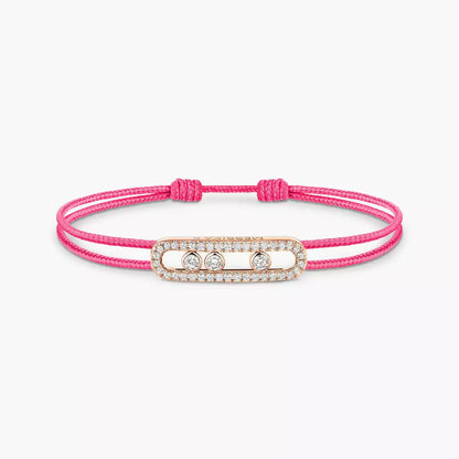 [Mystic ]Messika Care(s) pink cord pavé bracelet