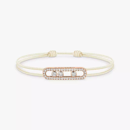 [Mystic ]Messika Care(s) pink cord pavé bracelet