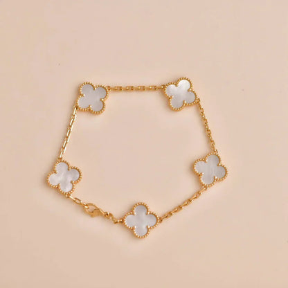 [Mystic]CLOVER WHITE PEARL MOP 5 MOTIF BRACELET COLLECTION